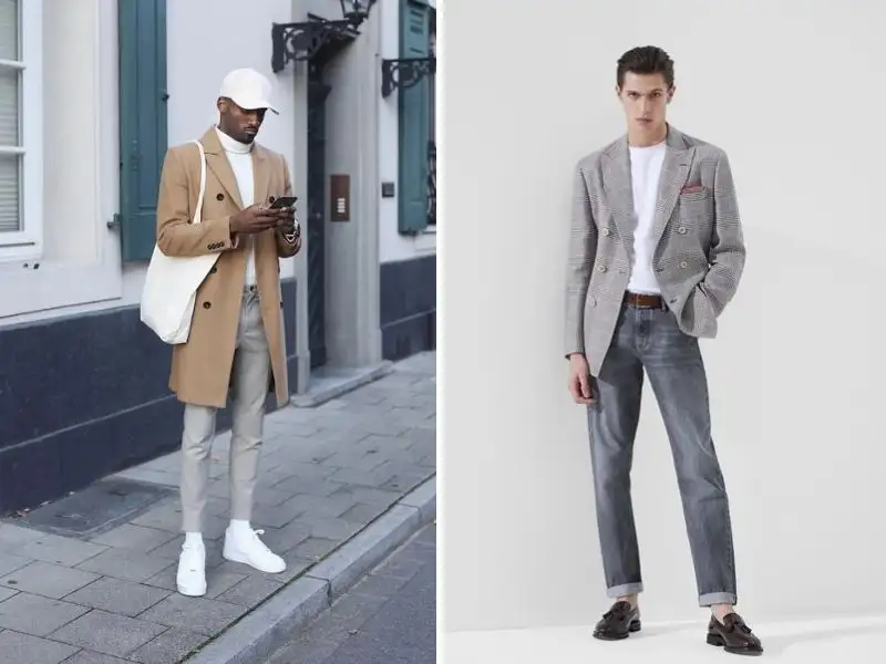 Thanh lịch hơn khi phối quần jeans xám và blazer