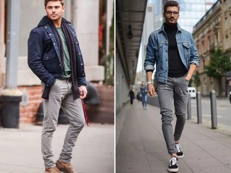 Trở nên trẻ trung hơn với chiếc áo khoác bò và quần jeans xám