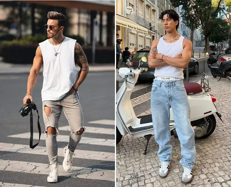 Áo tanktop với quần jean