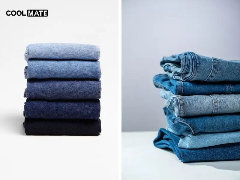 Vải jean có chất liệu chắc chắn, thường được làm từ sợi cotton với kiểu dệt chéo đặc trưng