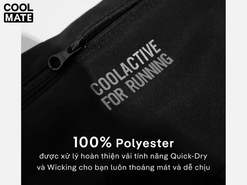 Vải Polyester kết hợp với tính năng Quickdry và Wicking giúp bạn luôn khô thoáng