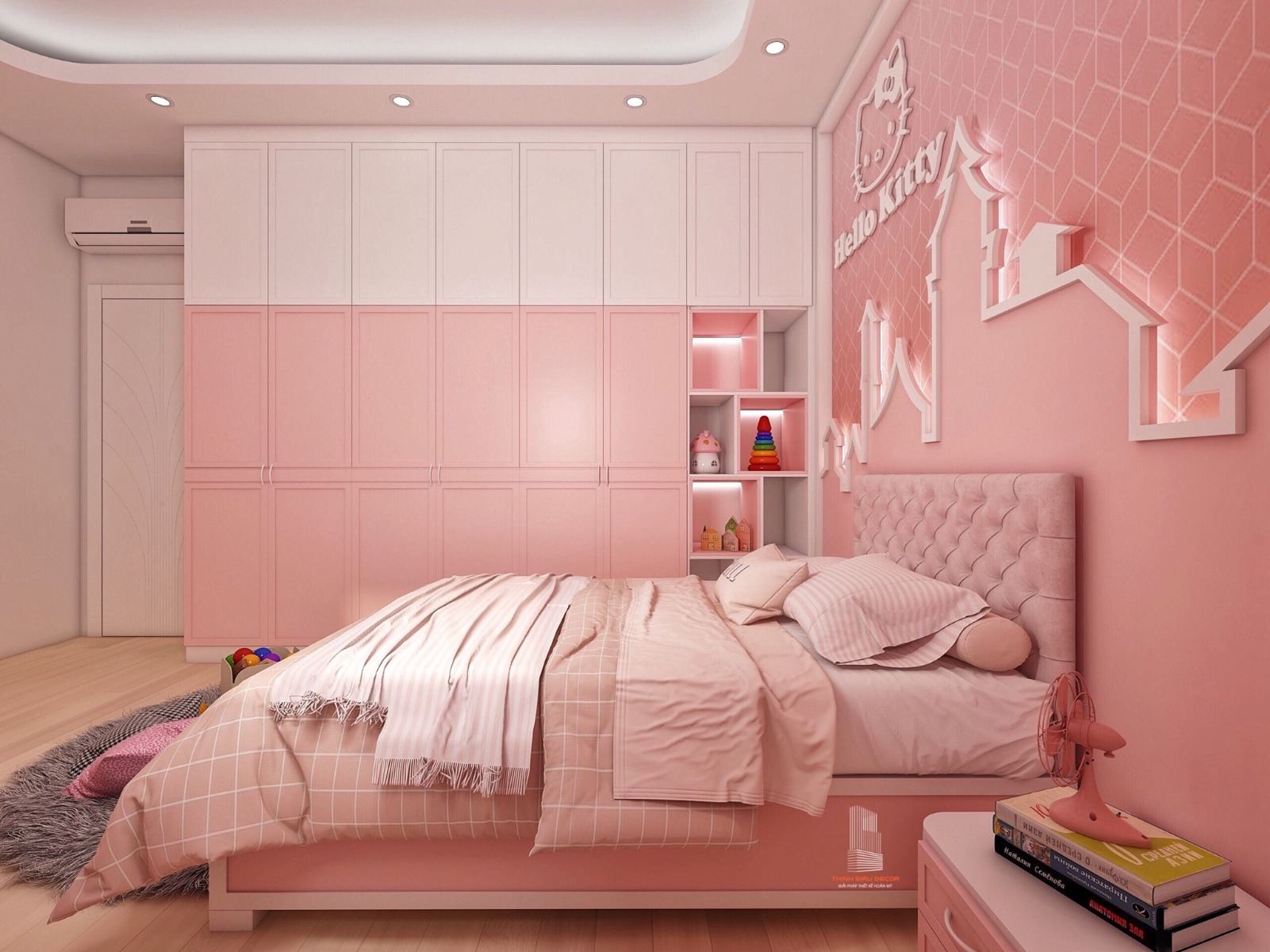 Phòng ngủ màu hồng cute đẹp là lựa chọn hoàn hảo để giúp bạn có những giấc ngủ ngon trên một giường êm ái và bộ chăn ga gối lụa mềm mượt. Với những đồ nội thất nhỏ nhắn như chiếc bàn học màu hồng hay chậu cây để bàn, bạn có thể tạo ra một góc làm việc cực kỳ thú vị và ngọt ngào cho riêng mình.