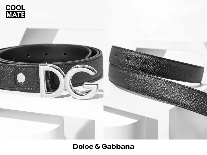 Dolce & Gabbana Dg Logo Grained Leather Belt 