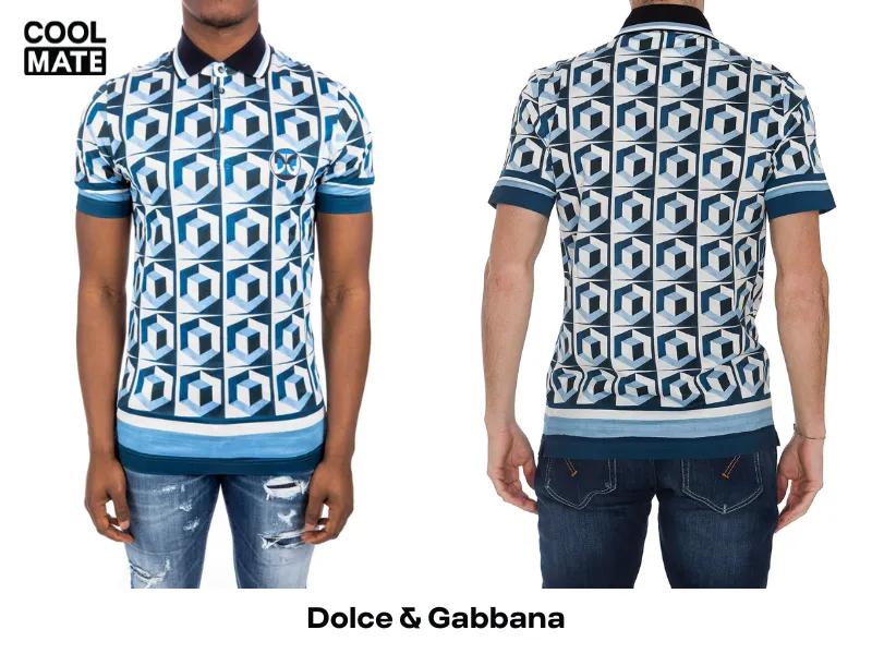 Dolce & Gabbana Cotton Polo Shirt With Majolica Print And Dg Patch