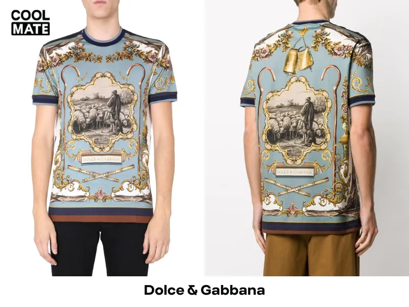 Dolce & Gabbana Shepherd Print Cotton T-Shirt