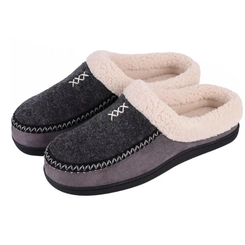 Giày slippers nam có gót vải bọc lông