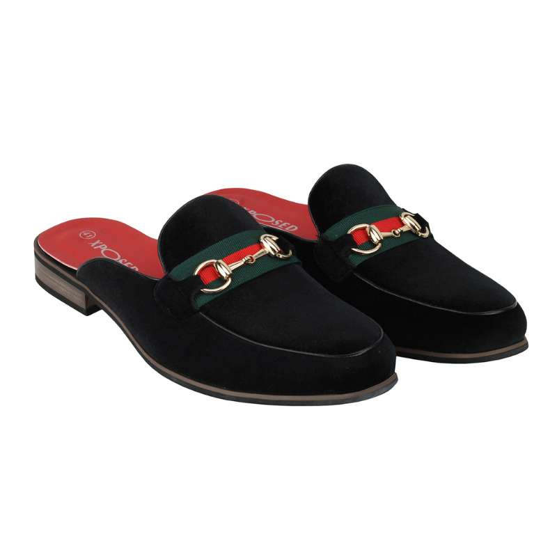 Giày slippers nam không gót vải dạ 