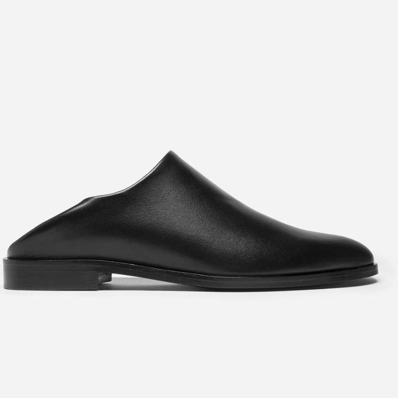 Giày slippers nam không gót vải da