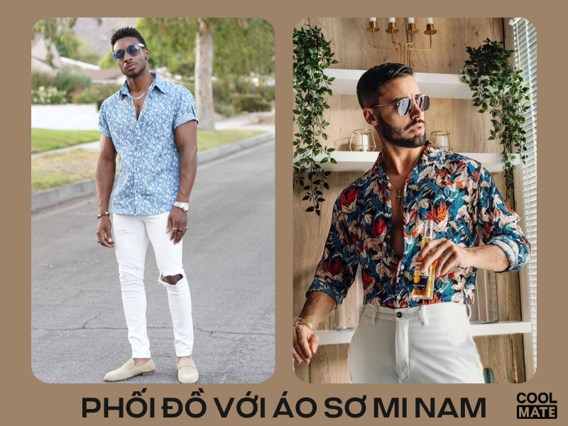 Bí kíp phối áo sơ mi nam họa tiết sành điệu với quần jean và quần short.