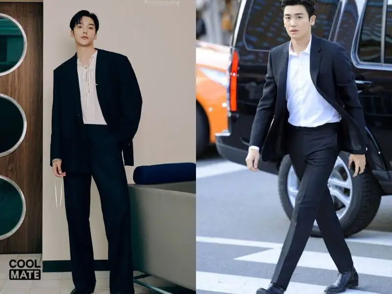 Kết hợp áo sơ mi trắng, quần tây đen và áo Blazer