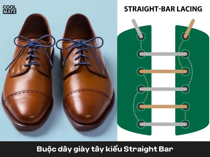 Cách buộc dây giày tây kiểu Straight Bar tạo cảm giác thoải mái