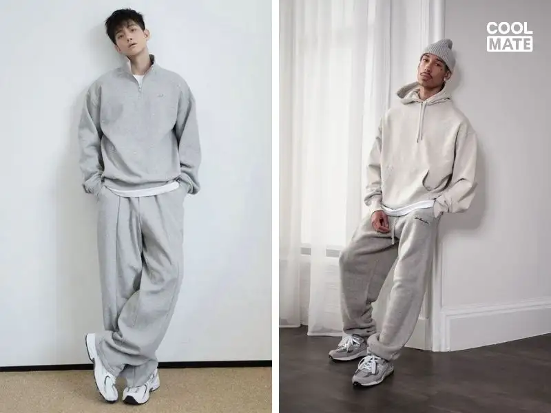 Áo hoodie oversize cùng quần jogger