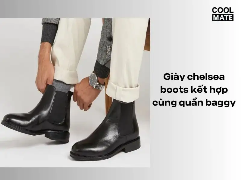 Giày chelsea boots kết hợp cùng quần baggy