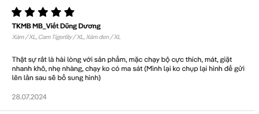 Feedback của khách hàng về áo thể thao vải Recycle