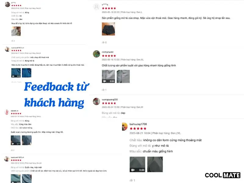 Feedback khách hàng về quần đùi chạy bộ của Coolmate