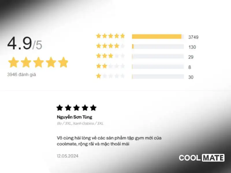 Feedback từ khách hàng tại Website Coolmate.me