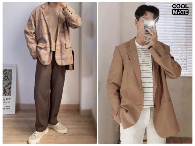 Áo Blazer cùng quần tây với sneaker