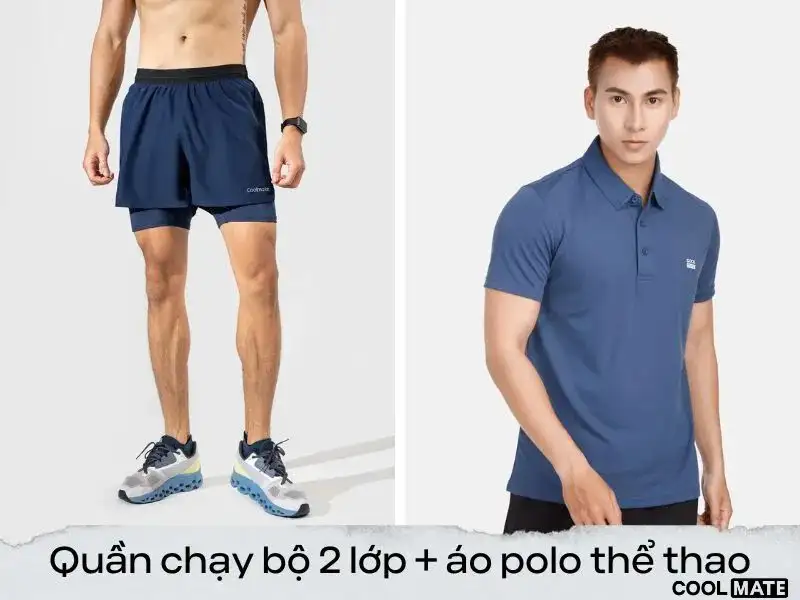 Áo polo kết hợp quần chạy bộ lịch lãm