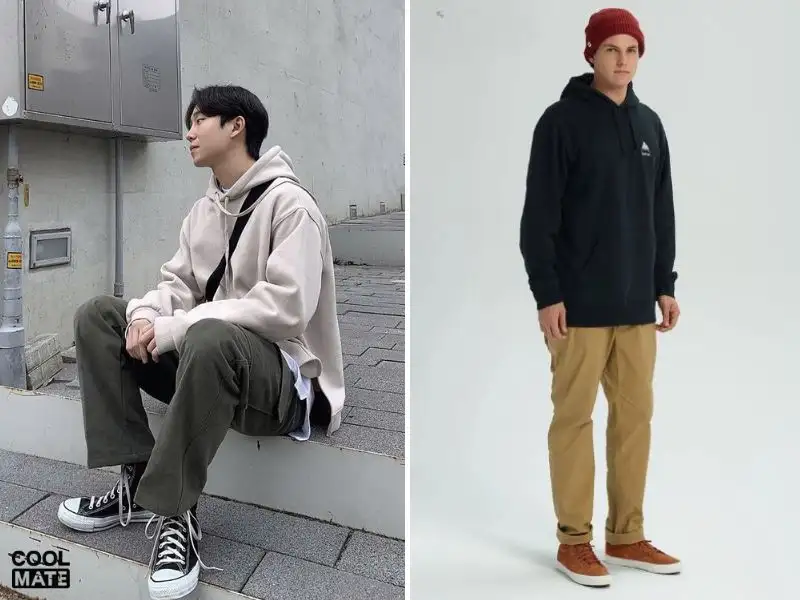 Hoodie kết hợp quần kaki ống đứng - Outfit quốc dân cho các chàng diện phố