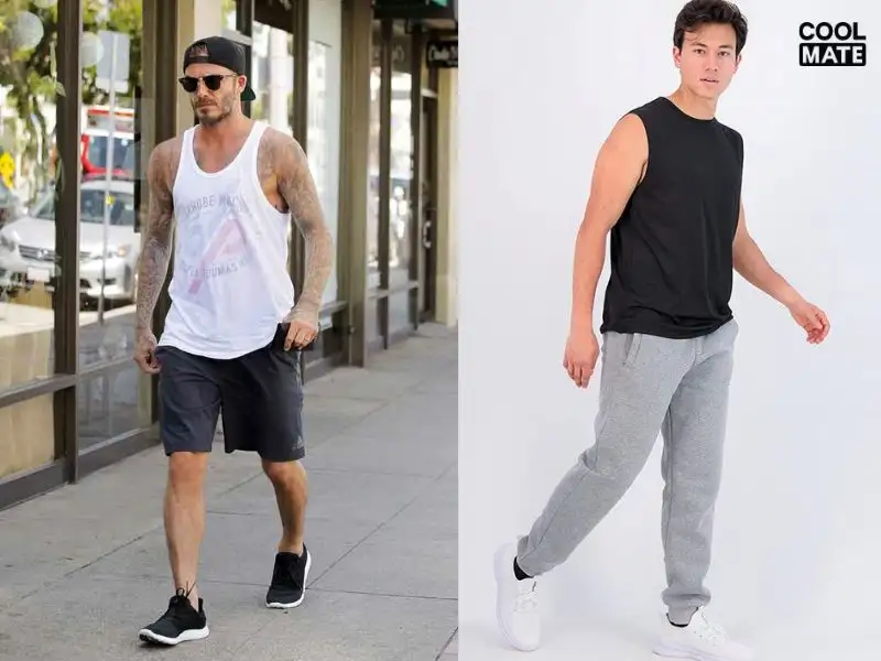 Cách phối áo tank top với quần thể thao