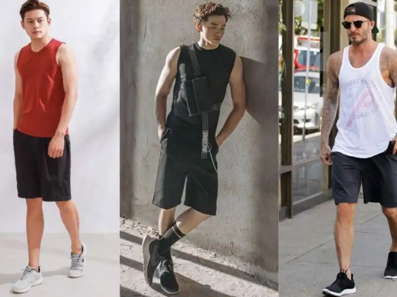 Áo ba lỗ mix quần short kaki