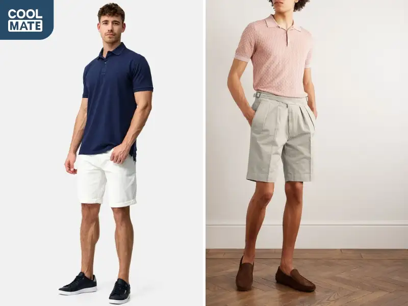 Quần short jean và áo polo