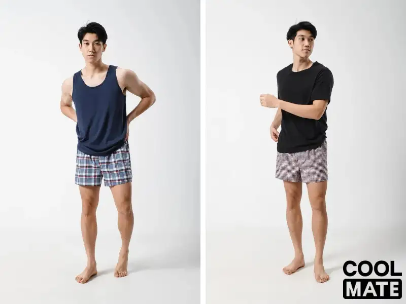 Bộ đồ ngủ thoải mái cùng chiếc quần boxer shorts nhà Coolmate