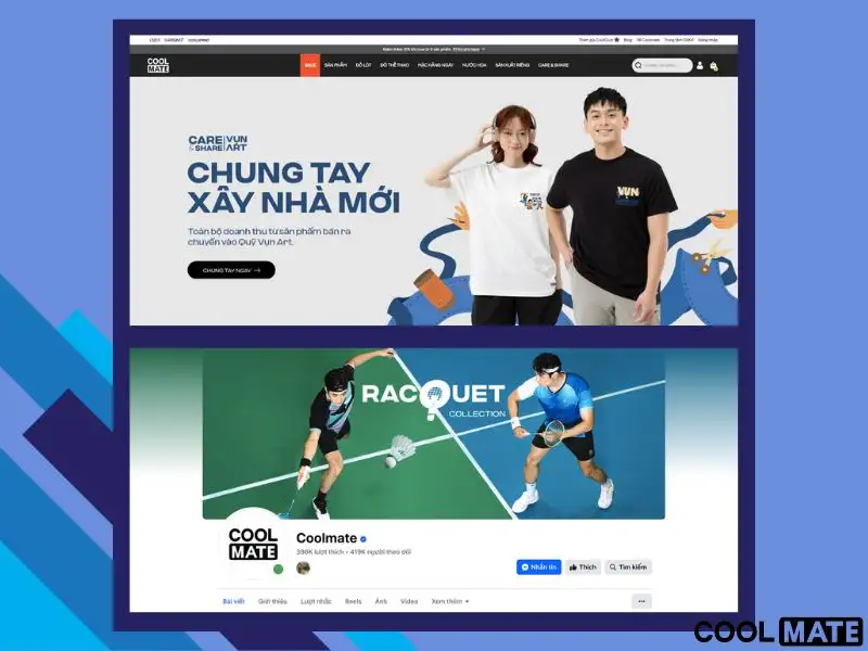 Website và Fanpage của Coolmate