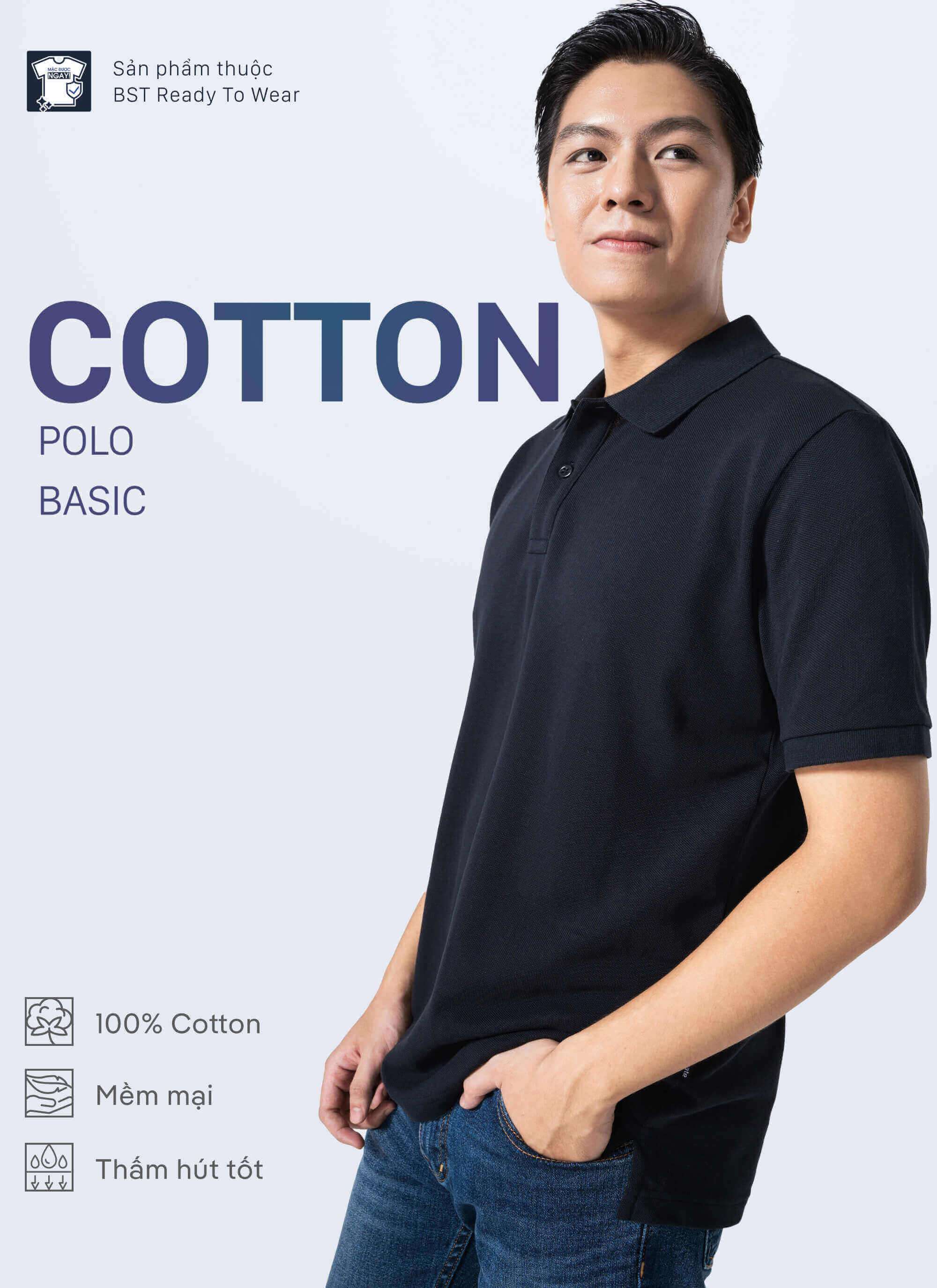 Áo Polo Nam Pique Cotton màu đen Coolmate