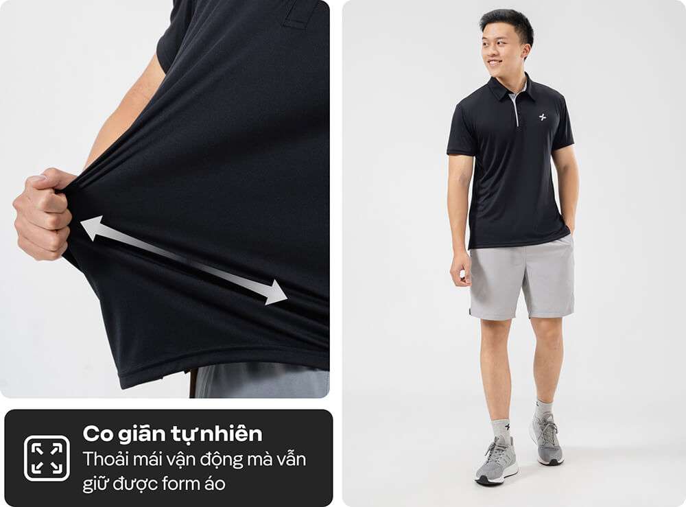 Áo Polo Pro Active co giãn tự nhiên, thoải mái vận động