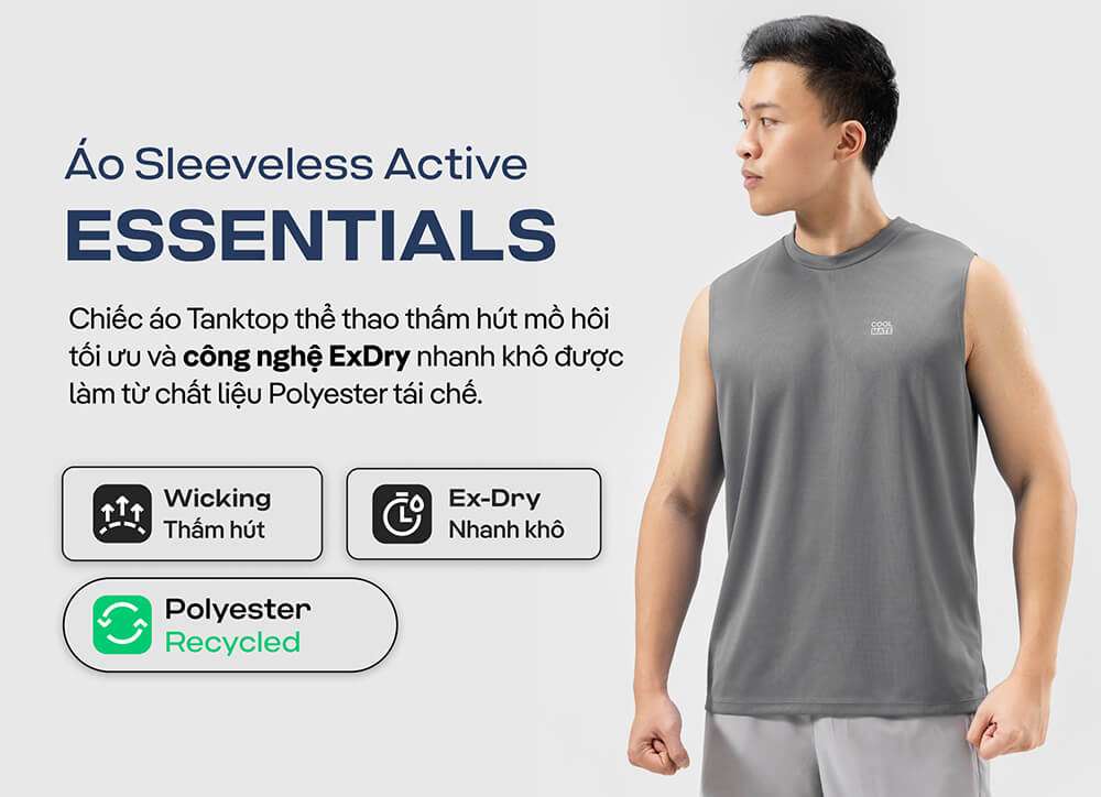 Áo Sleeveless thể thao Active Essentials thấm hút mồ hôi vượt trội