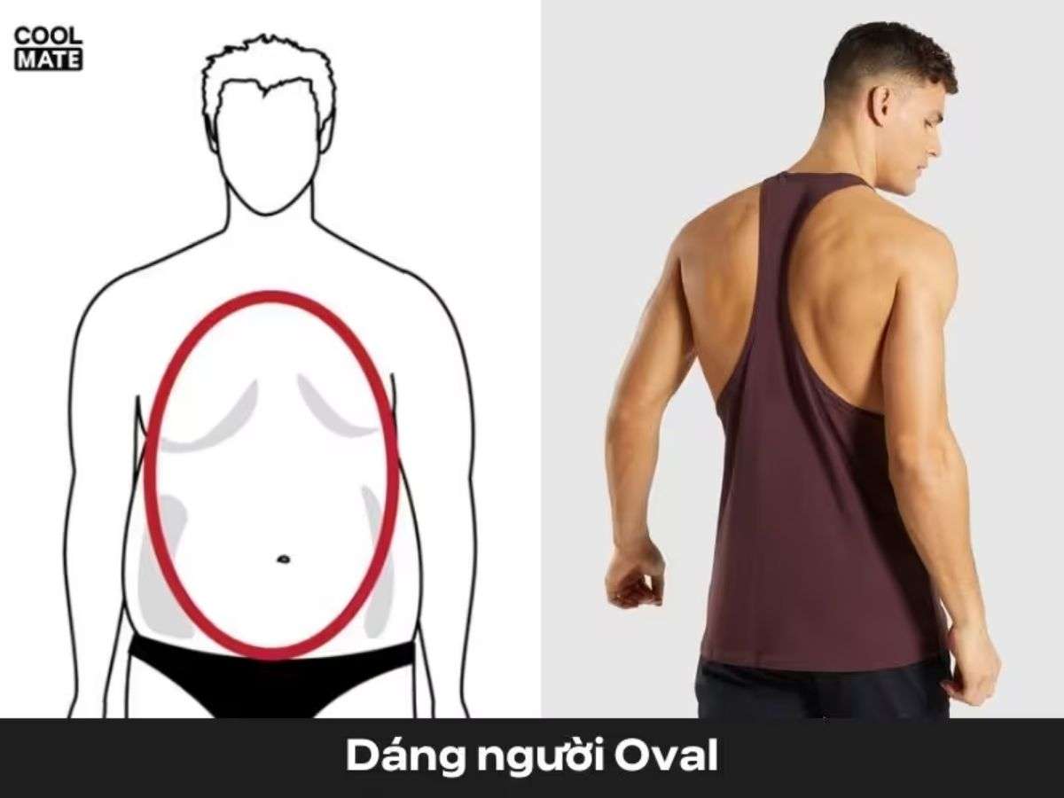 Áo tank top cho dáng người Oval thường có phần bụng lớn hơn so với vai và hông