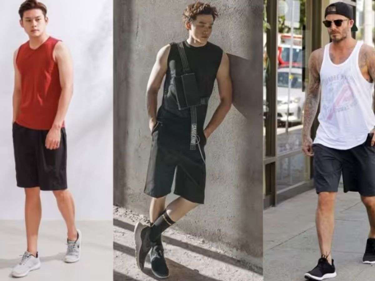 Áo tank top mix cùng quần short kaki