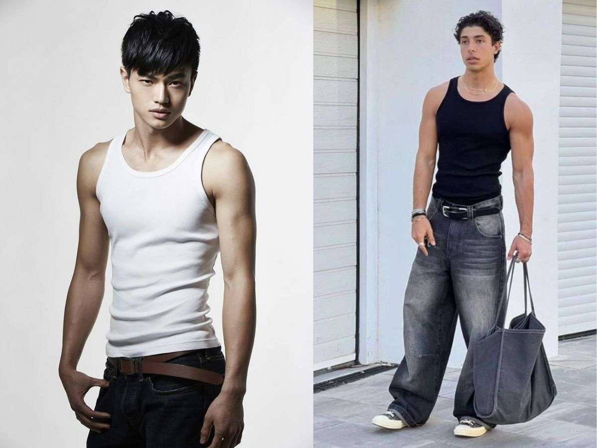 Mẫu áo tank top nam kiểu A-Shirt với dây vai mỏng đặc trưng