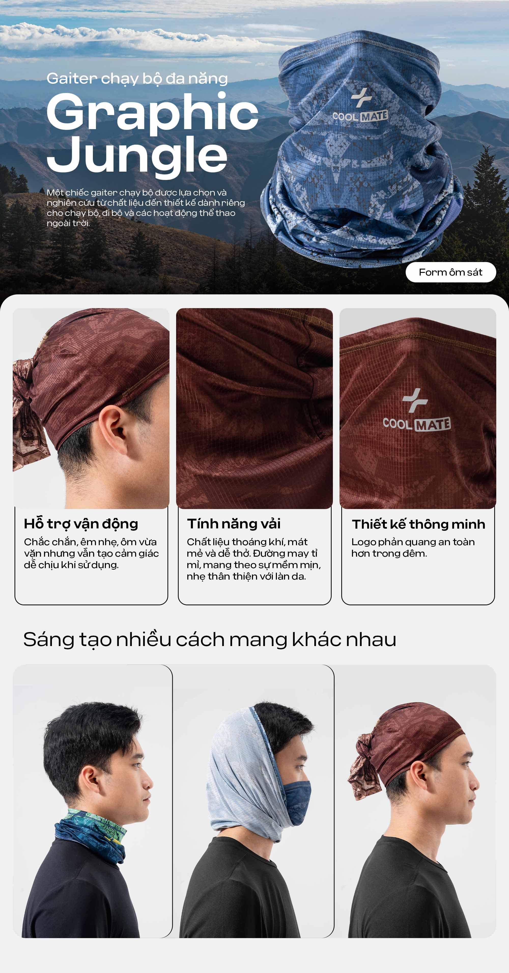Gaiter chạy bộ đa năng Graphic Jungle màu xanh với form ống ôm sát