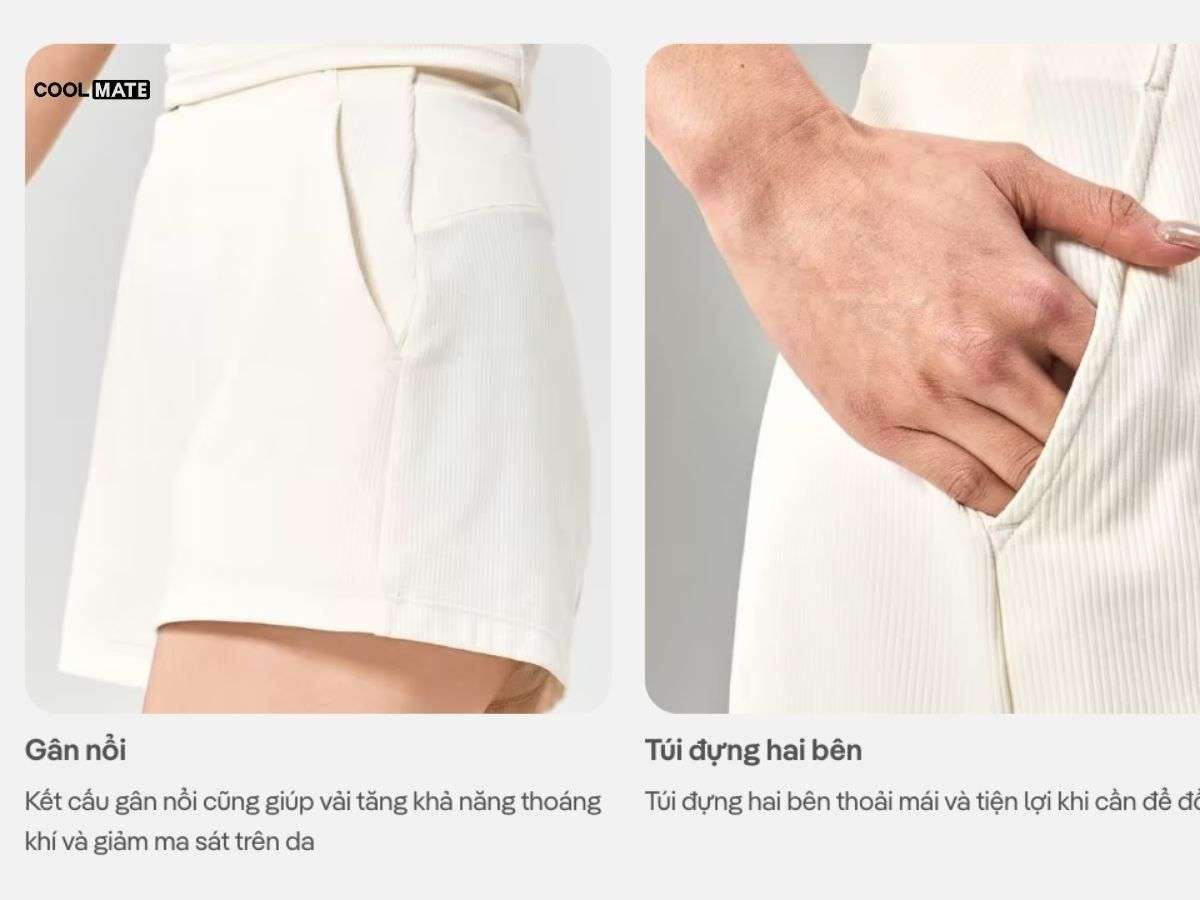 Quần short nữ cotton trơn, túi hai bên, dây rút lưng