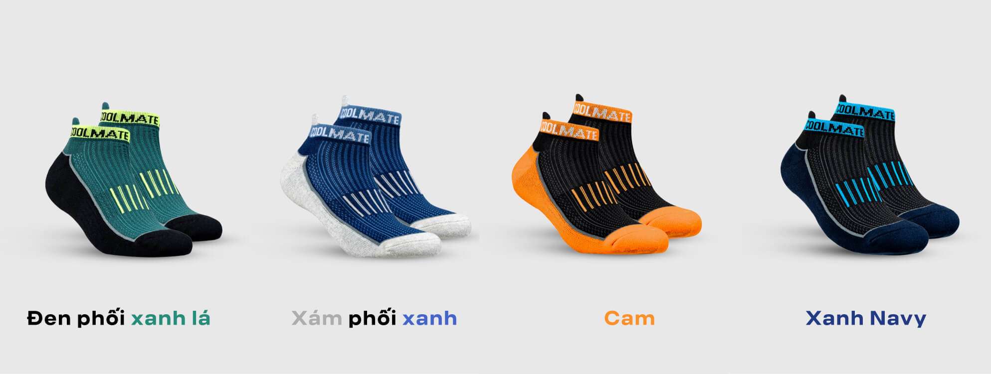 Các phiên bản màu sắc của Tất Nam chạy bộ Active Cổ Ngắn