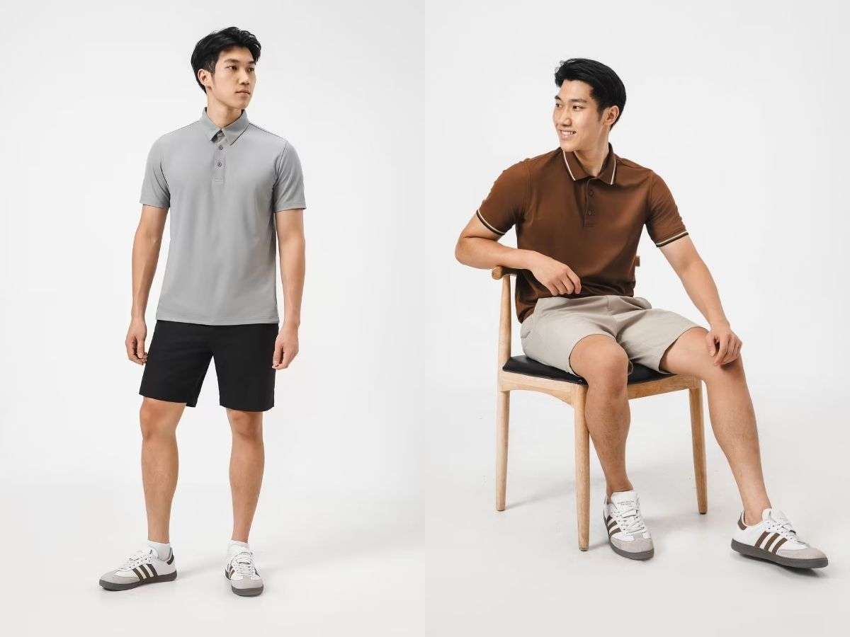 Quần short kaki và giày trắng