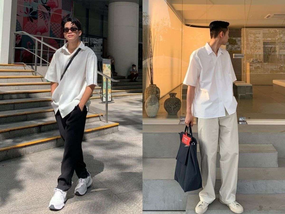 Giày trắng và áo sơ mi