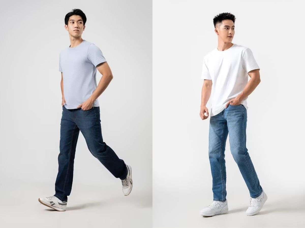 Phối Jeans xanh và giày trắng