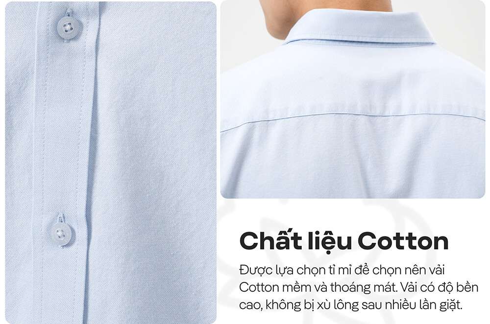 Chất liệu cotton của áo sơ mi essentials mềm mại và bền bỉ