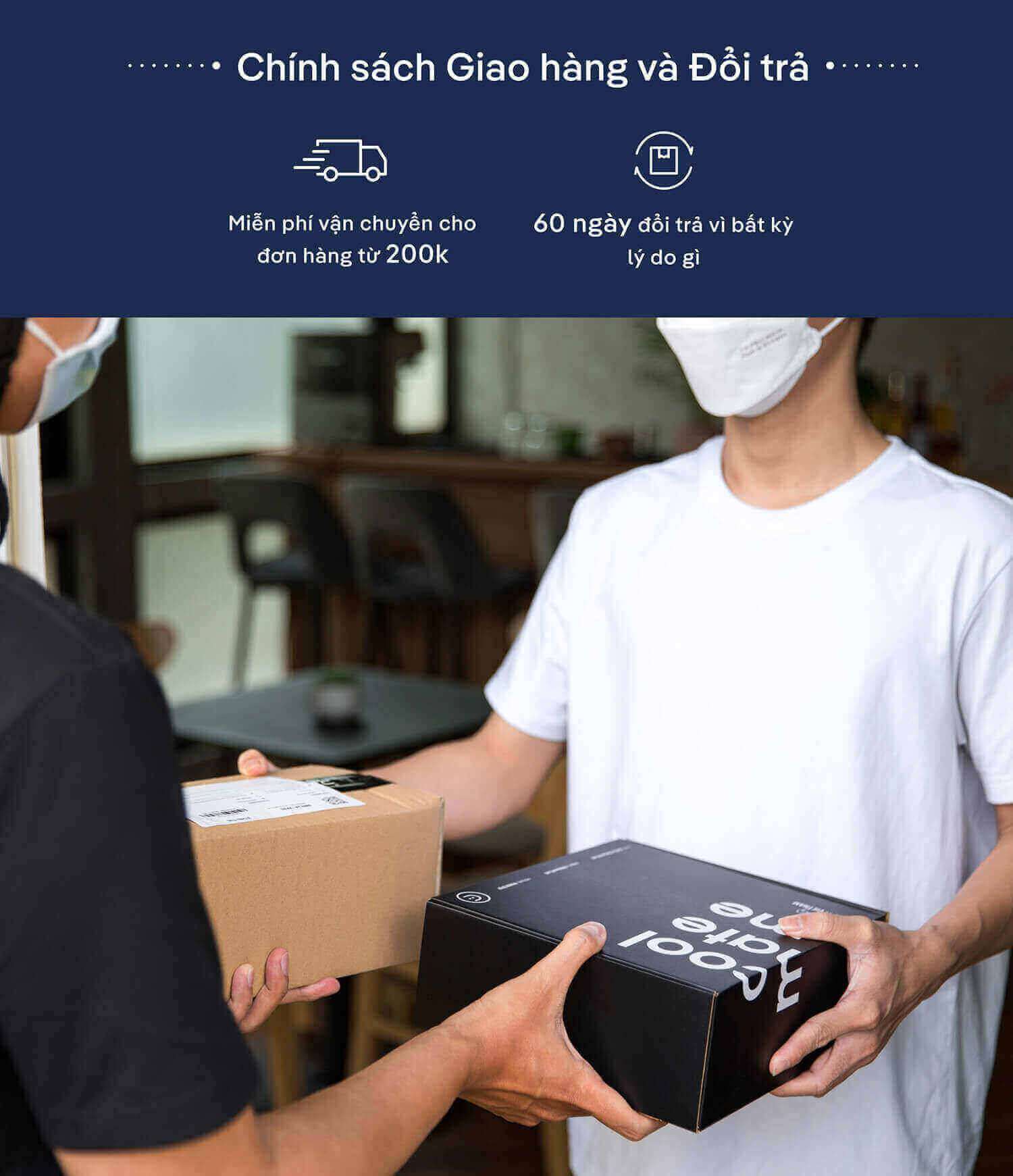 Chính sách giao hàng miễn phí và đổi trả trong 60 ngày của Coolmate