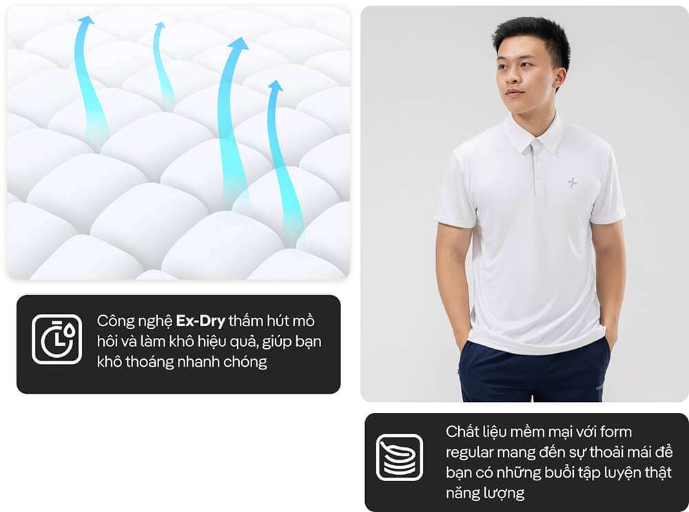 Công nghệ Ex-Dry thấm hút mồ hôi và làm khô hiệu quả