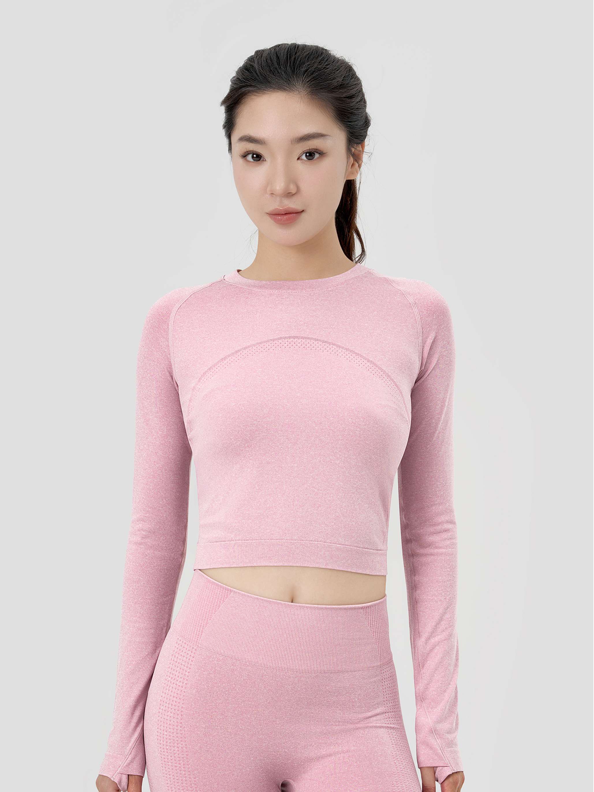 Croptop dài tay thể thao Vital Seamless - Hồng