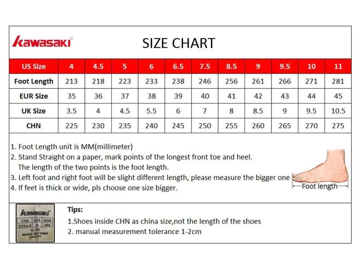 Một vài lưu ý khi chọn size giày Kawasaki