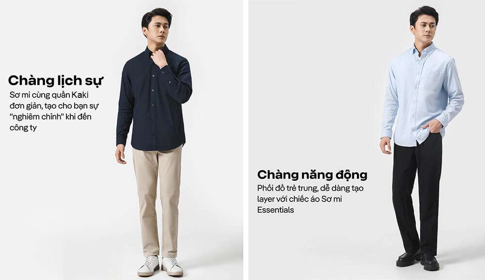 Gợi ý phối đồ áo sơ mi essentials theo phong cách lịch sự và năng động