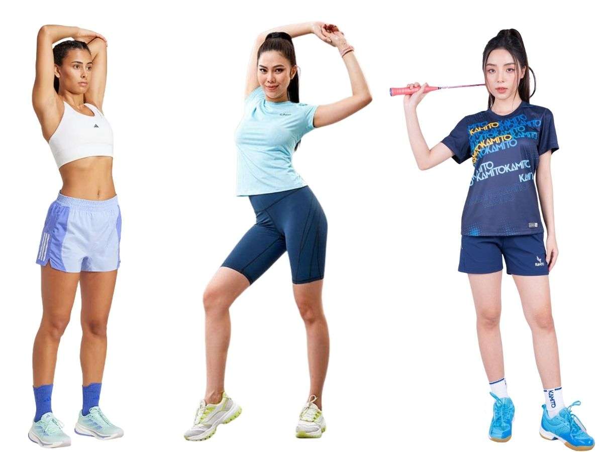Gợi ý phối đồ chạy bộ nữ quần short và bra/áo thun
