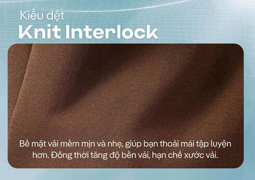 Cận cảnh bề mặt vải dệt Knit Interlock của áo thun thể thao Pro Active, mềm mịn và bền bỉ