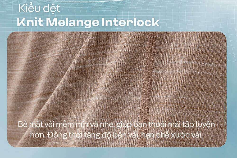 Cận cảnh kiểu dệt Knit Melange Interlock của áo thun thể thao