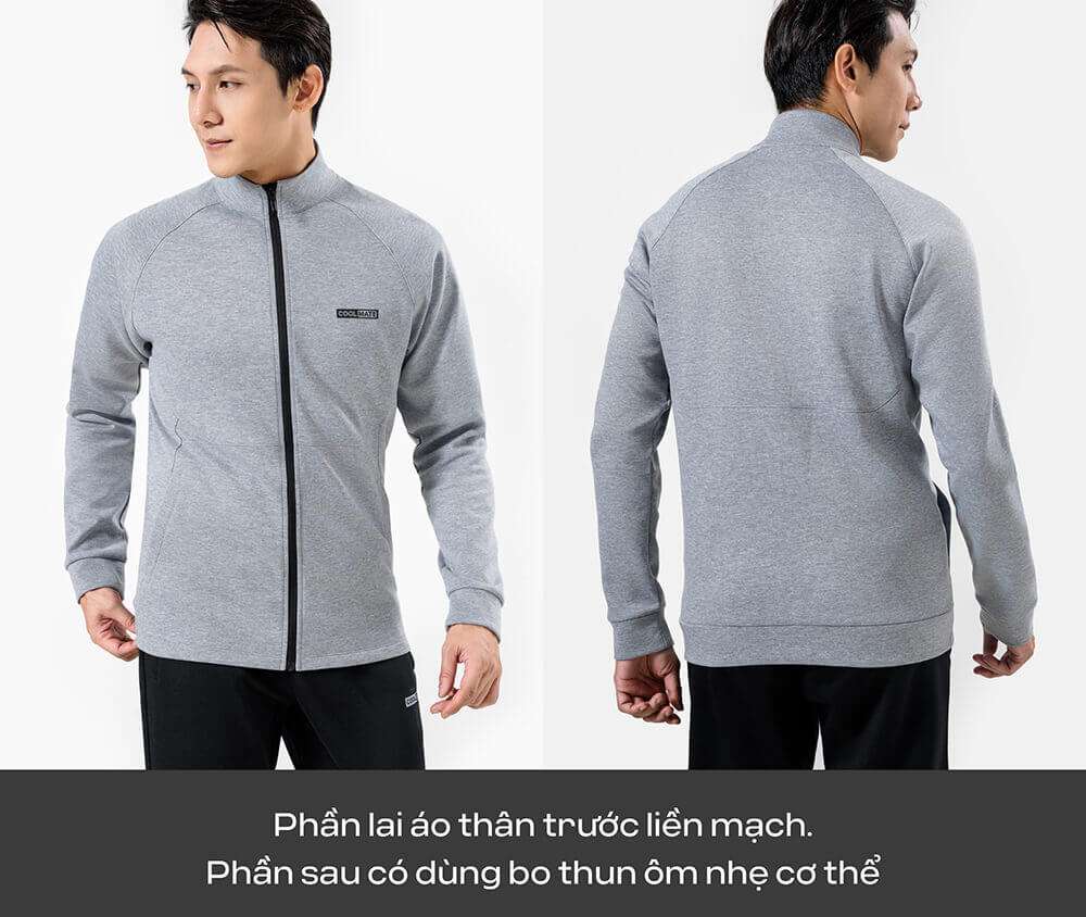 Mặt trước và sau của áo khoác Pro Active thể hiện phần lai áo và bo thun